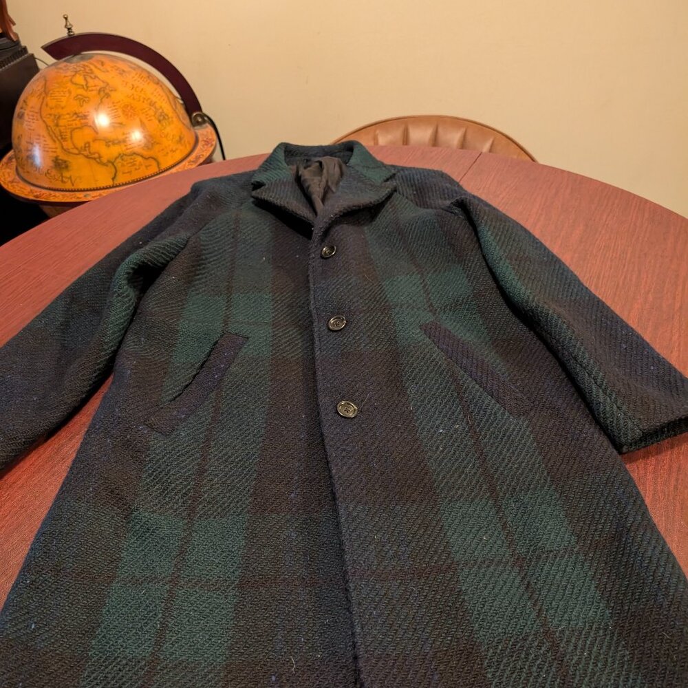 J Crew Ludlow Blackwatch tartan plaid Magee Donegal wool Overcoat 38S